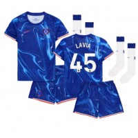 Camiseta Chelsea Romeo Lavia #45 Primera Equipación para niños 2024-25 manga corta (+ pantalones cortos)